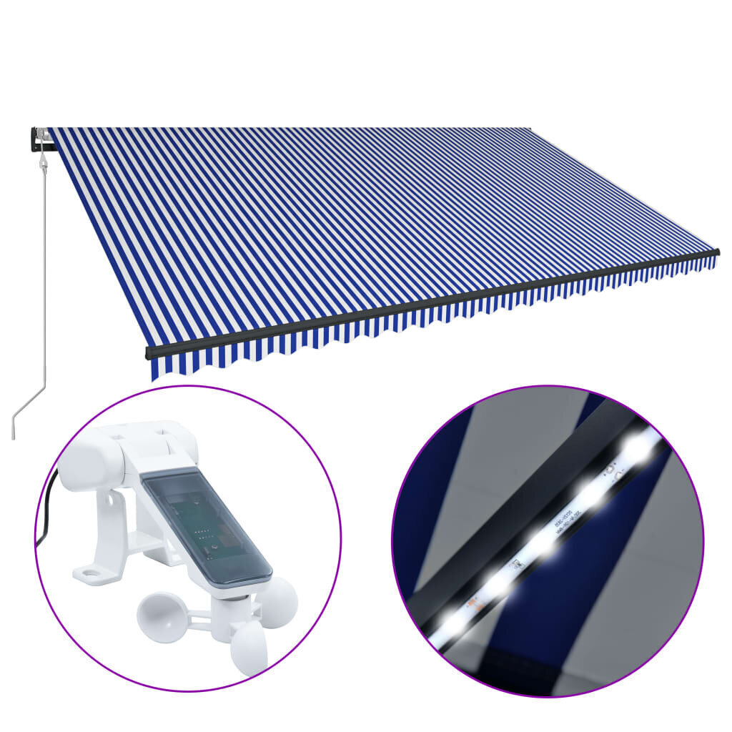 markizesuvejojutikliuirledmelyna386c4internetureference belsilt Markizė 600x300cm su vėjo jutikliu ir LED patvari apsauga