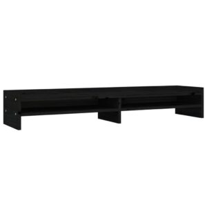 Monitoriaus laikiklis Monitoriaus stovas, Pušies medienos masyvas, 100x24x16cm, juoda