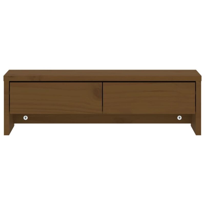 Monitoriaus laikiklis Monitoriaus stovas, Pušies medienos masyvas, 50x27x15cm, medaus ruda - Image 4