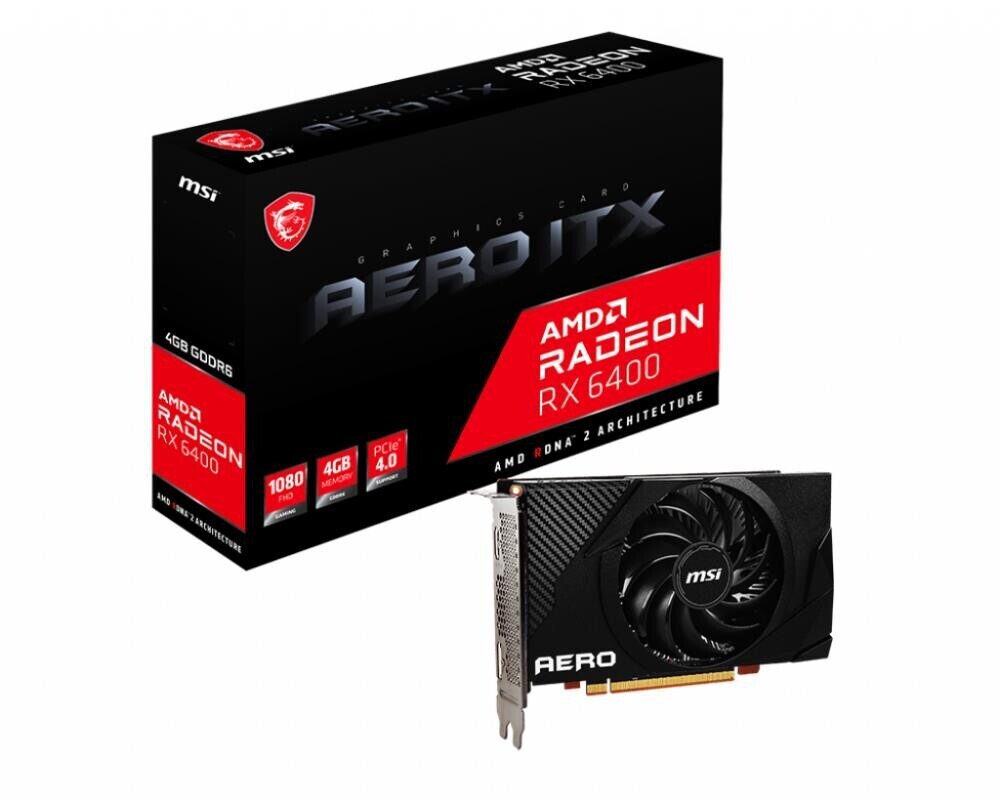 msivgarx64004gbaeroitx6f494pirktireference  belsilt MSI VGA RX6400 4GB AERO ITX  AMD vaizdo plokštė ITX