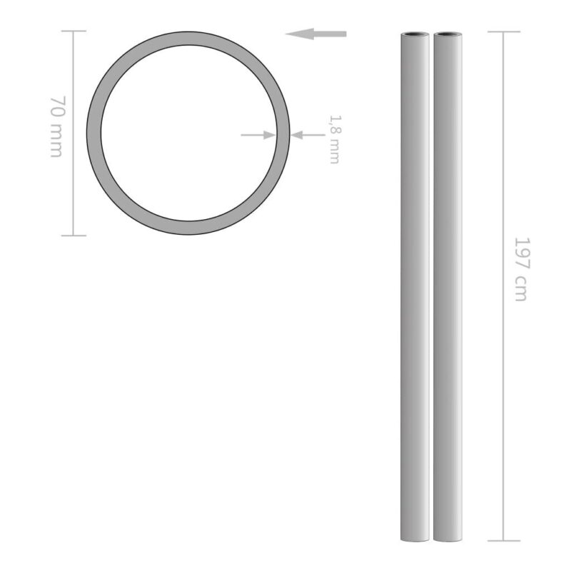 Nerūdijančio plieno vamzdžiai, 2 vnt., 2 m, 70x1,8 mm - Image 4
