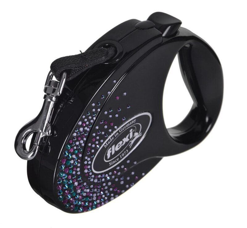 Flexi automatinis pavadėlis Glam Splash Mystic 5 m juodas