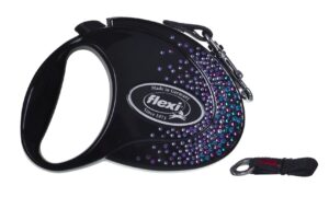 Flexi automatinis pavadėlis Glam Splash Mystic 5 m juodas