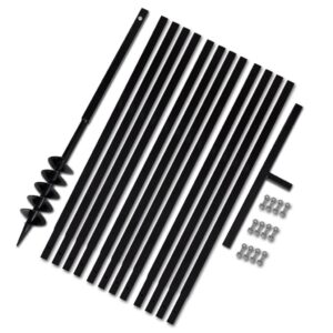 Plieninis 10 cm žemės grąžtas su rankena ir ilgintuvais 13 m