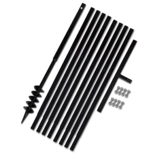 Plieninis 8 cm žemės grąžtas su rankena ir ilgintuvais 9 m