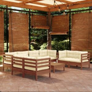 Poilsio baldų komplektas 9 dalių medinė konstrukcija rudos spalvos