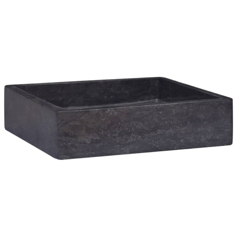 Juodas marmurinis praustuvas 40x40x10 cm  elegancija voniai