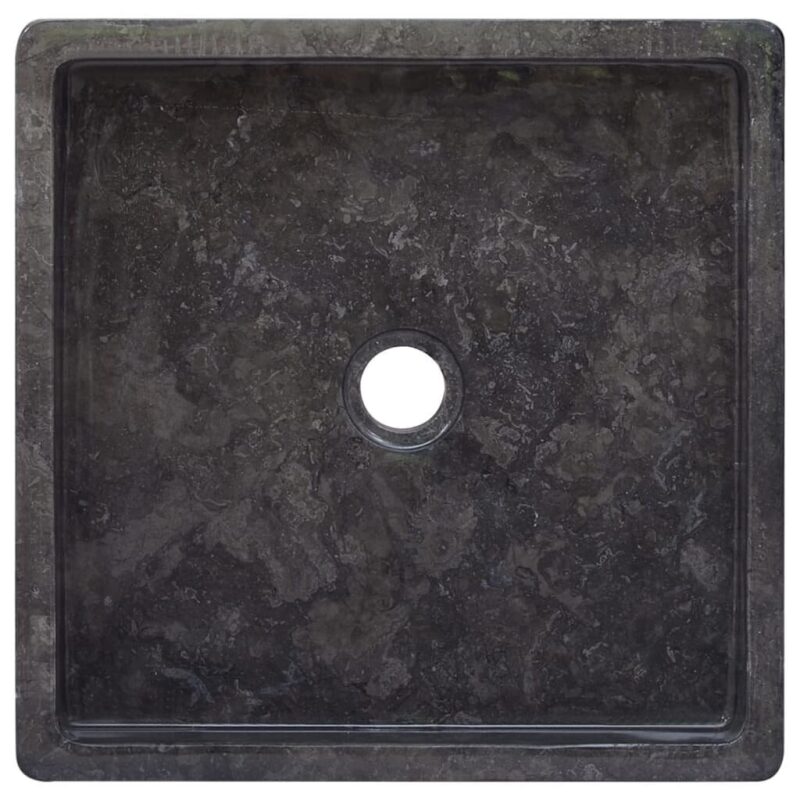 Juodas marmurinis praustuvas 40x40x10 cm  elegancija voniai
