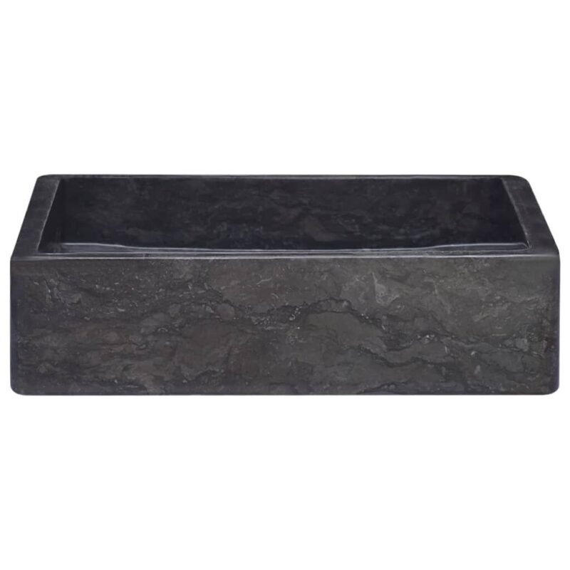 Juodas marmurinis praustuvas 40x40x10 cm  elegancija voniai