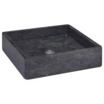 Juodas marmurinis praustuvas 40x40x10 cm  elegancija voniai