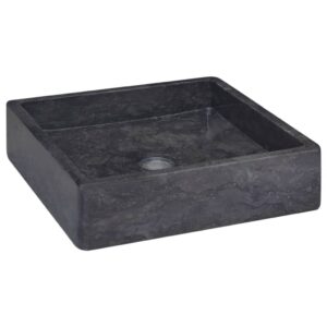 Juodas marmurinis praustuvas 40x40x10 cm  elegancija voniai