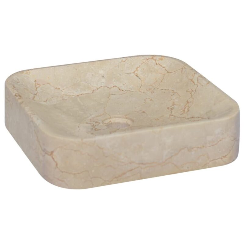 Marmurinis praustuvas 40x40x10 cm smėlinis rankų darbo
