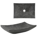 Juodas marmurinis praustuvas 500x120 cm  elegancija voniai