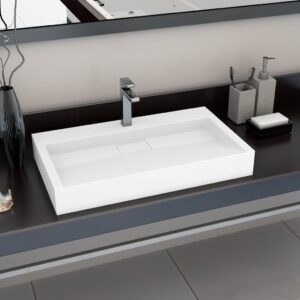 Baltas mineralinio mišinio praustuvas 80x46x11 cm  belsilt