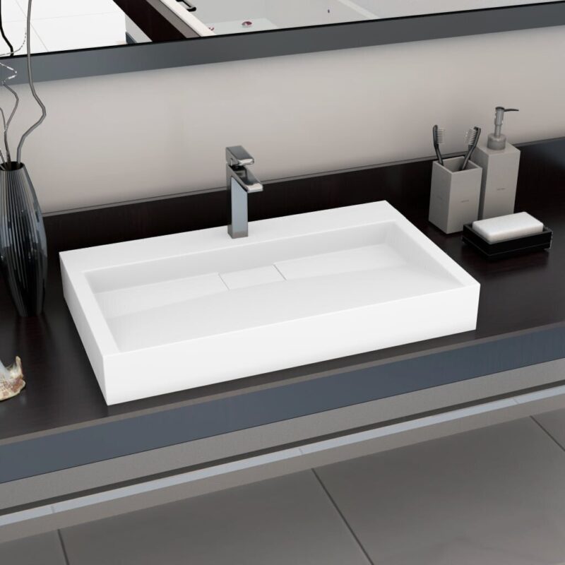 Baltas mineralinio mišinio praustuvas 80x46x11 cm  belsilt