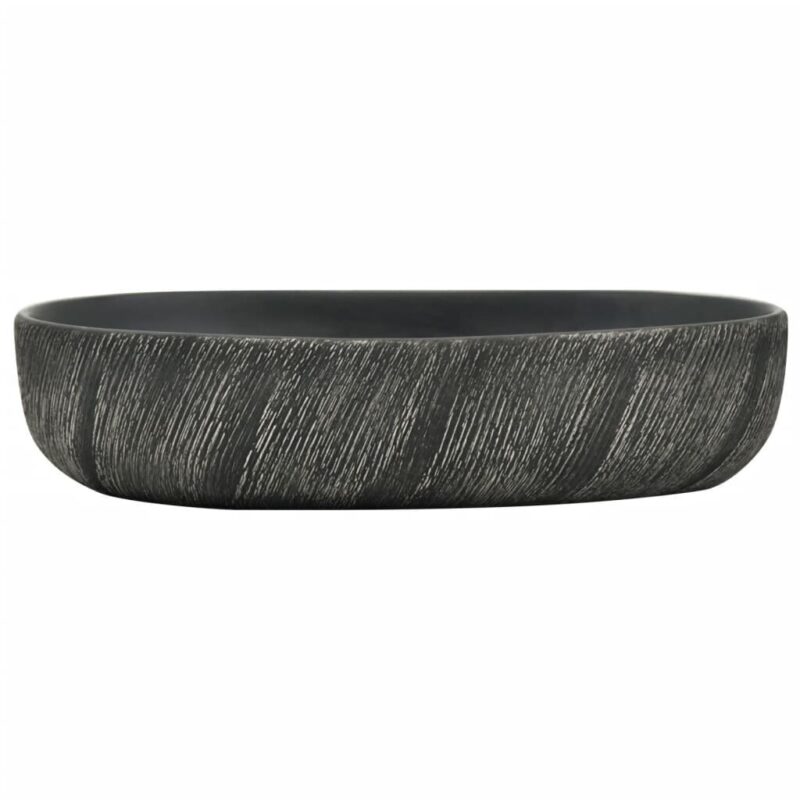 Juodas ovalus keraminis praustuvas 59x40x14 cm  Belsilt