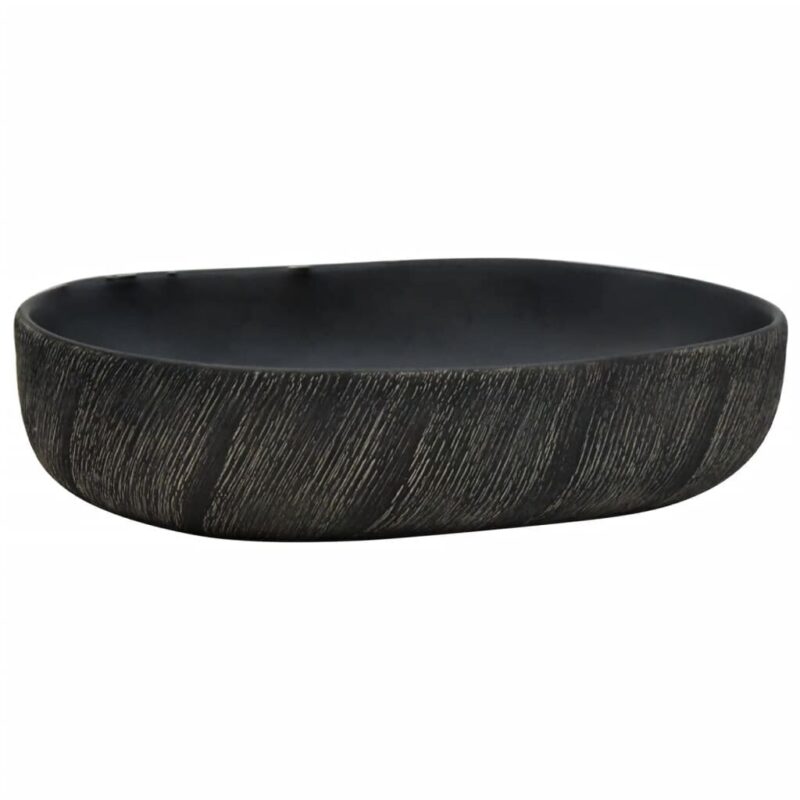 Juodas ovalus keraminis praustuvas 59x40x14 cm  Belsilt