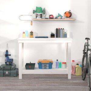 Pušies medienos darbastalis 110x50x80 cm baltas   belsilt