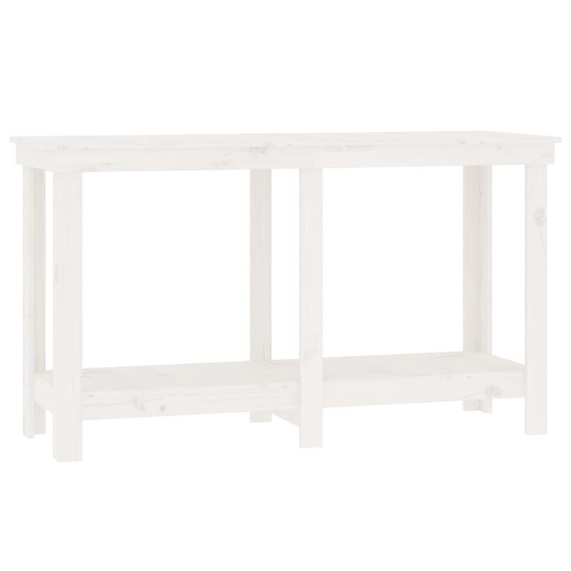 Pušies medienos masyvo darbastalis baltas 140x50x80 cm