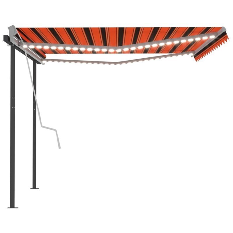 Rankiniu būdu ištraukiama markizė su LED, 4x3 m, oranžinė, Oranžinė - Image 4
