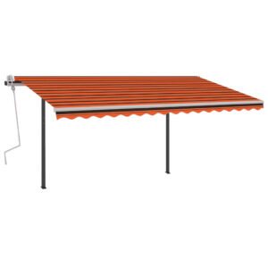 Rankiniu būdu ištraukiama markizė su LED, 4x3 m, oranžinė, Oranžinė