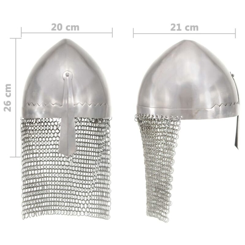Riterio šalmas VidaXL, sidabrinis, plienas, antikvarinė kopija - Image 8