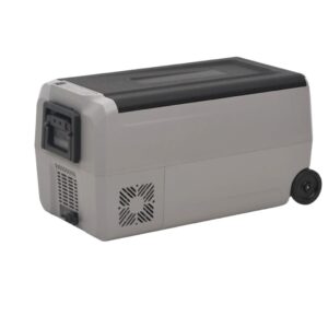 VidaXl 50l pilka šaltdėžė su ratukais ir rankena