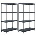 sandeliavimolentynos2vntjuod80x40x138cmplast200kgbb642reference belsilt Sandėliavimo lentynos 2 vnt juodos 80x40x138cm plastikas