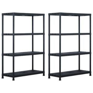 Juodos sandėliavimo lentynos 2 vnt 90x40x138 cm iš plastiko