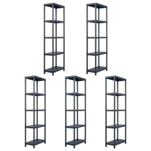 Sandėliavimo lentynos 5vnt 60x30x180cm plastikinės juodos