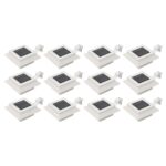 Saulės energina įkraunami LED lauko šviestuvai, 12 vnt., balti, 12cm