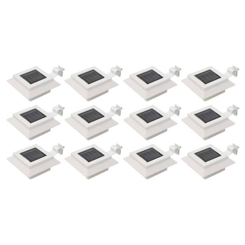 Saulės energina įkraunami LED lauko šviestuvai, 12 vnt., balti, 12cm