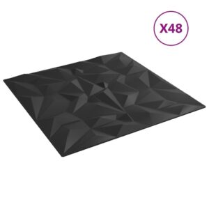 Juodos vidaXL 50×50 cm sienų plokštės su 3D raštu  Belsilt