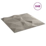 VidaXL pilkos 50×50 cm sienų plokštės iš EPS  3D raštas