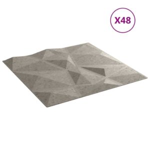 VidaXL pilkos 50×50 cm sienų plokštės iš EPS 3D raštas