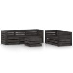 Pilkas 6 dalių sodo baldų komplektas iš pušies medienos