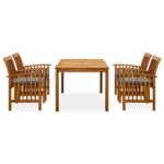 Sodo baldų komplektas su čiužiniais vidaXL 5 vnt ruda