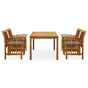 Sodo baldų komplektas su čiužiniais vidaXL 5 vnt ruda