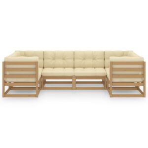 Sodo baldų komplektas iš medžio masyvo 6 dalių rudas