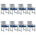 Medinės sodo kėdės su pagalvėlėmis 8 vnt pilkos  belsilt