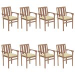 Sodo kėdžių komplektas 8 vnt su pagalvėlėmis rudos