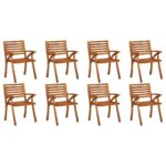 Rudos akacijos sodo kėdės su pagalvėlėmis 8 vnt | belsilt