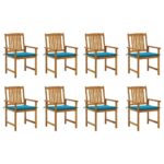 Rudos medinės sodo kėdės su pagalvėlėmis 8 vnt | Belsilt