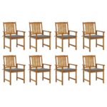 Medinės sodo kėdės su pagalvėlėmis 8 vnt rudos