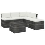 Sodo komplektas iš medžio masyvo su pagalvėlėmis 6 dalių