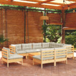 Sodo komplektas su kreminėmis pagalvėlėmis 10 dalių pušis ruda