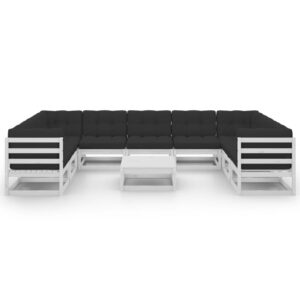 Sodo komplektas su pagalvėlėmis 10 dalių baltas medžio masyvas