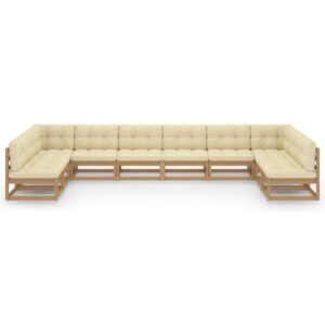 10 dalių sodo komplektas su pagalvėlėmis iš pušies medžio