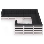 11 dalių baltas sodo komplektas su pagalvėlėmis iš medžio masyvo