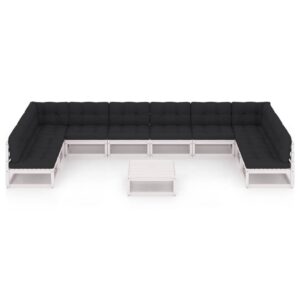 Baltas 11 dalių sodo komplektas su pagalvėlėmis  tvirtas ir patogus